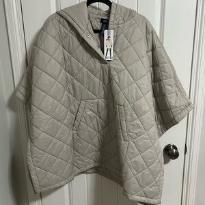 Hooded Quilted Cape - Beige